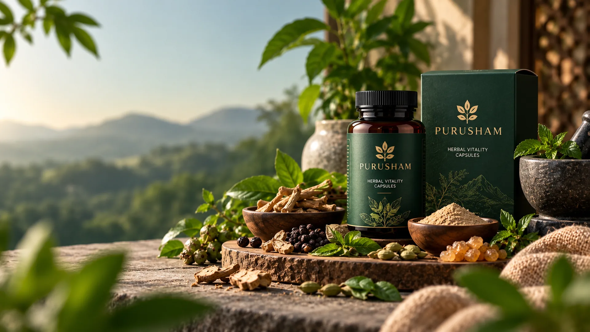 Purusham Herbal Vitality Capsules with herbs